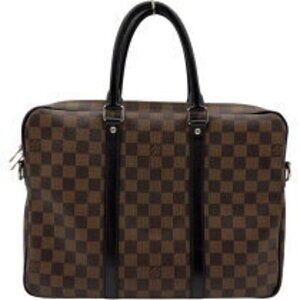 Louis Vuitton Handbag Porte Document Black Voyage Damier Graphite Brown
